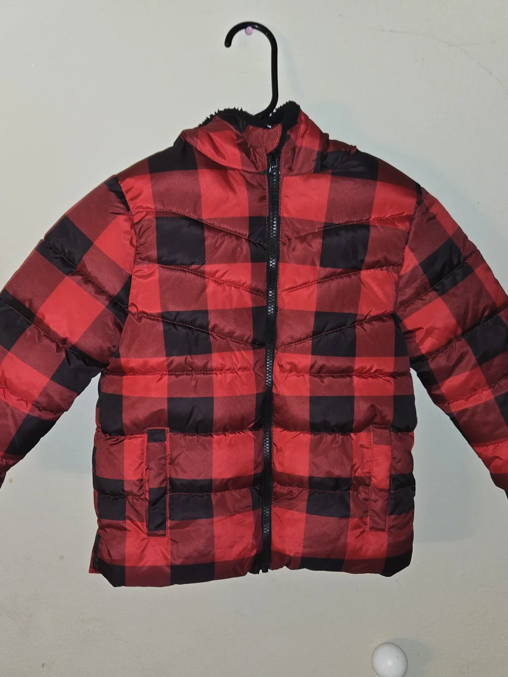 Swiss Tech Red & Black Buffalo Plaid Kids Puffer Jacket